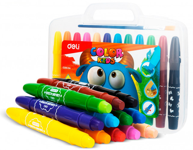 Гелевые мелки Deli EC20504 Color Kids 12цв. пласт.сум.