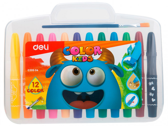 Гелевые мелки Deli EC20504 Color Kids 12цв. пласт.сум.