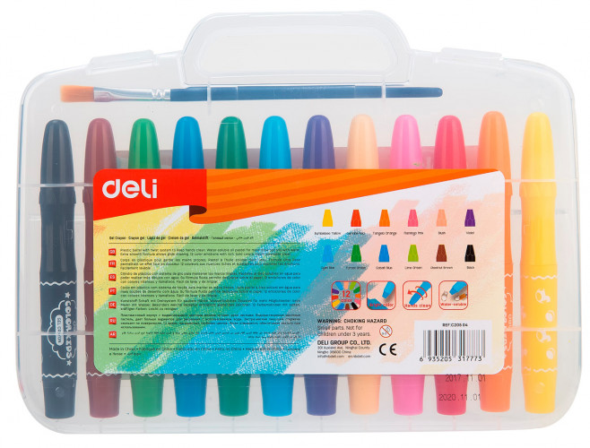 Гелевые мелки Deli EC20504 Color Kids 12цв. пласт.сум.