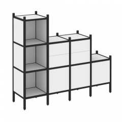 Loft Прямой стеллаж наборный VR.L-17 Белый бриллиант/Чёрный металл 1278*446*1458
