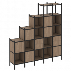 Loft Прямой стеллаж наборный VR.L-25 Дуб аризона/Чёрный металл 2110*446*2280