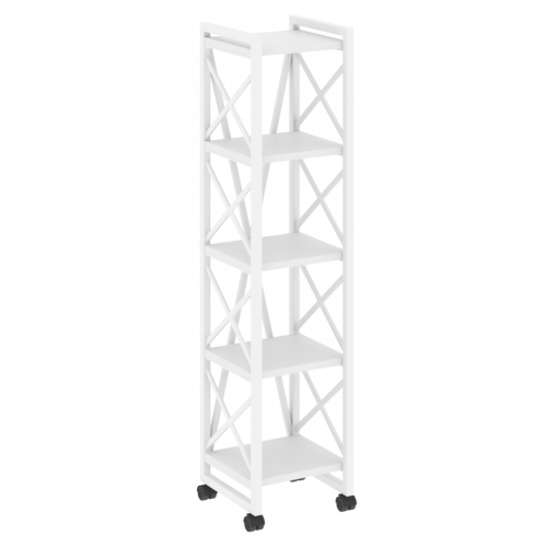Loft Стеллаж на колесных опорах-5 полок VR.L-MST.K-5.4 Белый бриллиант/Белый металл 400*400*1704