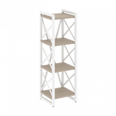 Loft Стеллаж на регулируемых опорах-4 полки VR.L-MST.O-4.4 Дуб аттик/Белый металл 400*400*1280