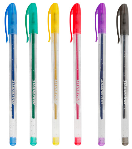 Набор ручек гелев. Silwerhof Веселые друзья Блестки d=1.0мм блистер (6шт) 6цв.