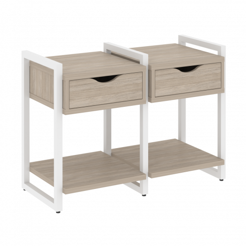 Loft Тумба на регулируемых опорах наборная. Вариант №1 VR.L-TN-1.O Дуб аттик/Белый металл 970*460*719
