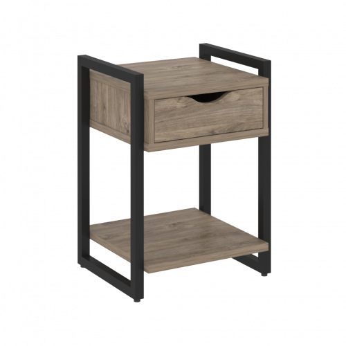 Loft Тумба на регулируемых опорах с ящиком и полкой VR.L-T1.O Тиквуд тёмный/Чёрный металл 500*460*719