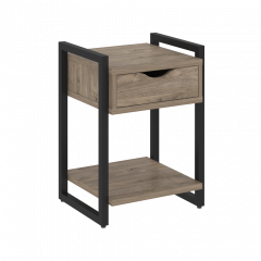 Loft Тумба на регулируемых опорах с ящиком и полкой VR.L-T1.O Тиквуд тёмный/Чёрный металл 500*460*719