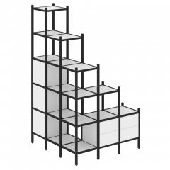 Loft Угловой внешний стеллаж наборный VR.L-59 Белый бриллиант/Чёрный металл 1278*1278*2280