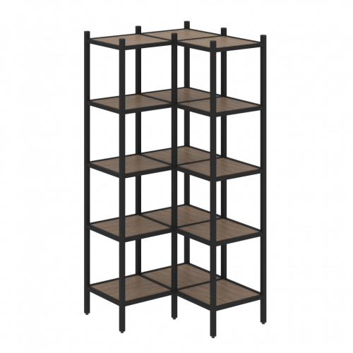 Loft Угловой внутренний стеллаж наборный VR.L-32 Дуб аризона/Чёрный металл 862*862*1869