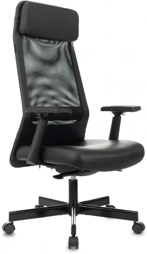 Кресло руководителя Бюрократ T-995 черный TW-01 эко.кожа/сетка с подголов. крестов. металл черный