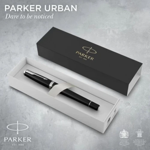 Ручка перьев. Parker Urban Core F309 (CW1931592) Muted Black CT F сталь нержавеющая подар.кор.
