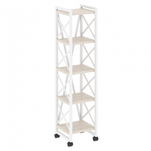 Loft Стеллаж на колесных опорах-5 полок VR.L-MST.K-5.4 Денвер светлый/Белый металл 400*400*1704