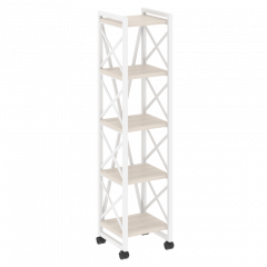Loft Стеллаж на колесных опорах-5 полок VR.L-MST.K-5.4 Денвер светлый/Белый металл 400*400*1704
