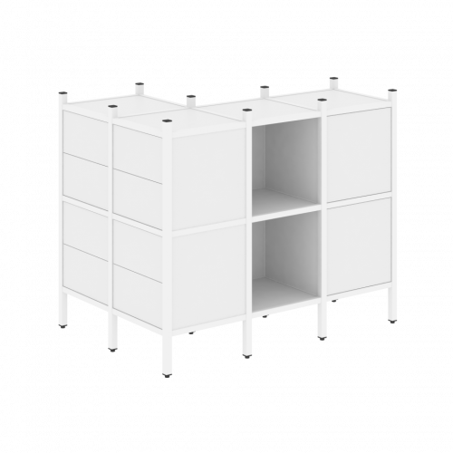 Loft Угловой внешний стеллаж наборный VR.L-51 Белый бриллиант/Белый металл 862*1278*1047