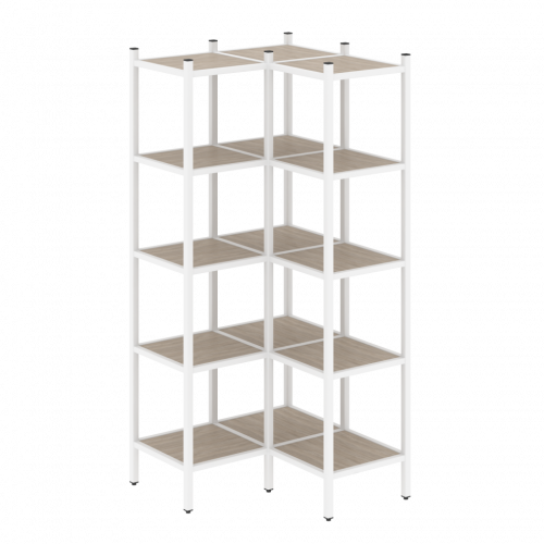 Loft Угловой внутренний стеллаж наборный VR.L-32 Дуб аттик/Белый металл 862*862*1869