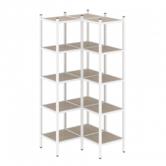 Loft Угловой внутренний стеллаж наборный VR.L-32 Дуб аттик/Белый металл 862*862*1869