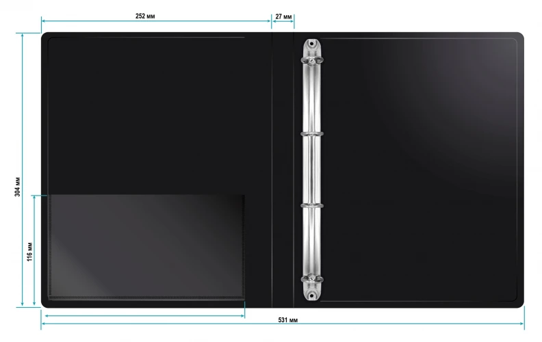 Папка на 4-х кольцах Бюрократ -0827/4R A4 пластик 0.7мм кор.27мм внутр. с вставкой ассорти