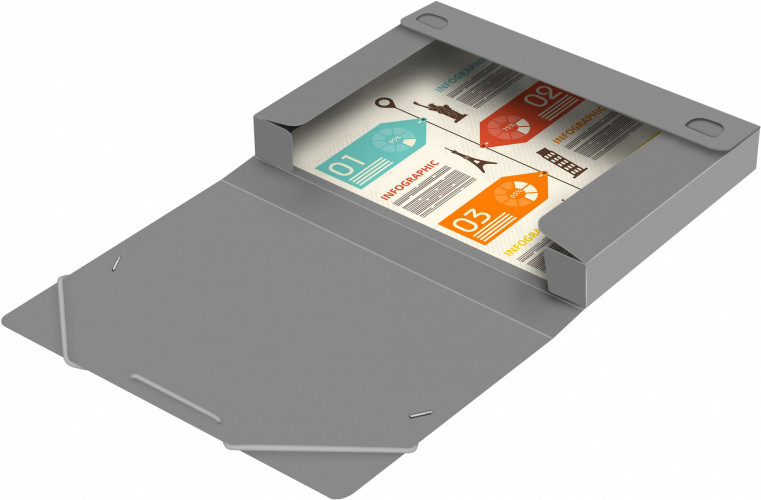 Папка-короб на резинке Бюрократ -BA40/07GREY пластик 0.7мм корешок 40мм A4 серый