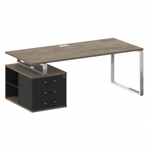 Shift Стол руководителя с опорной тумбой, левый SK.SRT-200 (L) Тиквуд тёмный/Антрацит 2000*904*753