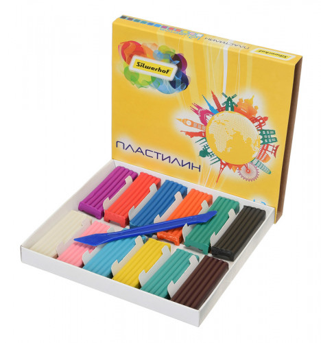 Пластилин Silwerhof 956153-12 Солнечная коллекция 12цв. 180гр. картон.кор.