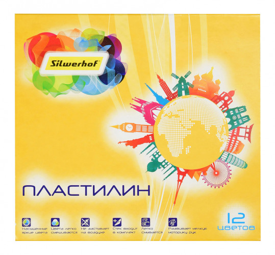 Пластилин Silwerhof 956153-12 Солнечная коллекция 12цв. 180гр. картон.кор.