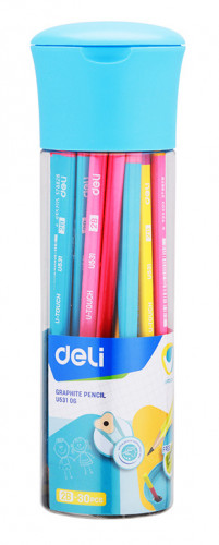 Набор карандашей ч/г Deli EU53106 U-Touch 2B трехгран. дерево ассорти туба пл. (30шт)
