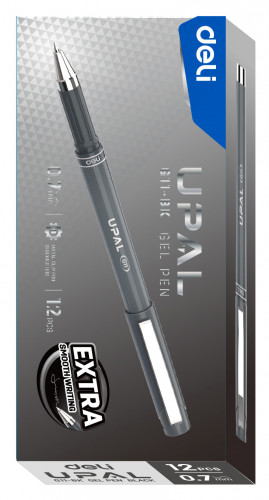 Ручка гелев. Deli Upal EG11-BK т.серый d=0.7мм черн. черн.