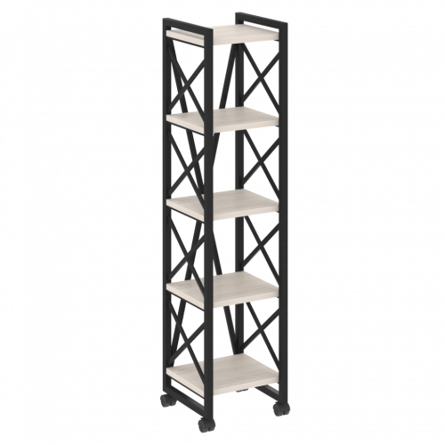 Loft Стеллаж на колесных опорах-5 полок VR.L-MST.K-5.4 Денвер светлый/Чёрный металл 400*400*1704