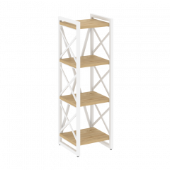 Loft Стеллаж на регулируемых опорах-4 полки VR.L-MST.O-4.4 Тиквуд светлый/Белый металл 400*400*1280