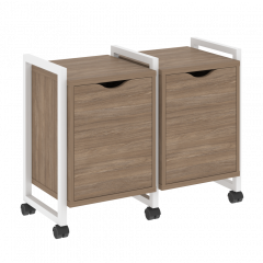 Loft Тумба на колесных опорах наборная. Вариант №2 VR.L-TN-2.K Дуб аризона/Белый металл 970*460*767