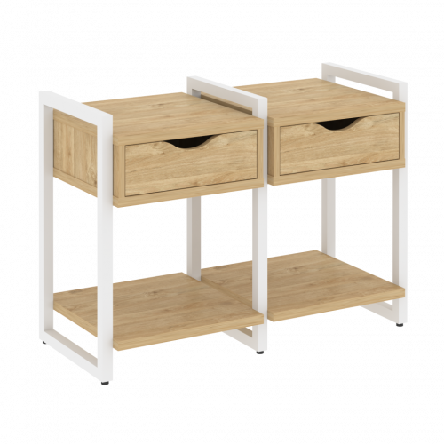 Loft Тумба на регулируемых опорах наборная. Вариант №1 VR.L-TN-1.O Тиквуд светлый/Белый металл 970*460*719