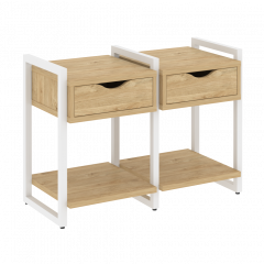 Loft Тумба на регулируемых опорах наборная. Вариант №1 VR.L-TN-1.O Тиквуд светлый/Белый металл 970*460*719