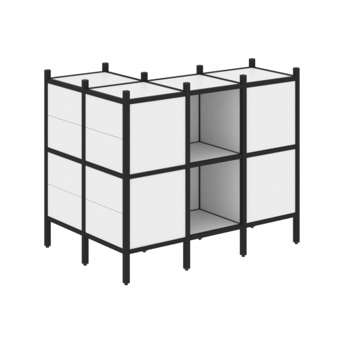 Loft Угловой внешний стеллаж наборный VR.L-51 Белый бриллиант/Чёрный металл 862*1278*1047