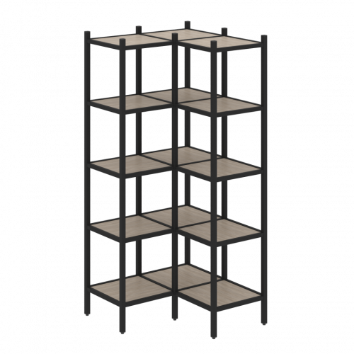 Loft Угловой внутренний стеллаж наборный VR.L-32 Дуб аттик/Чёрный металл 862*862*1869