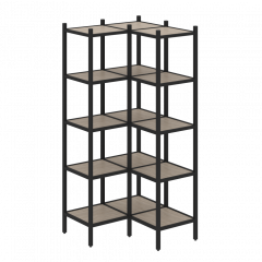 Loft Угловой внутренний стеллаж наборный VR.L-32 Дуб аттик/Чёрный металл 862*862*1869