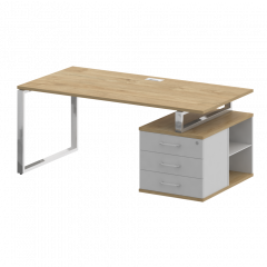 Shift Стол руководителя с опорной тумбой, правый SK.SRT-180 (R) Тиквуд светлый/Белый бриллиант 1800*904*753