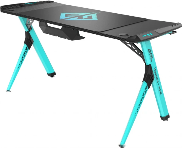 Стол игровой GMNG GG-TB101 столешница ЛДСП карбон каркас голубой 140х60см