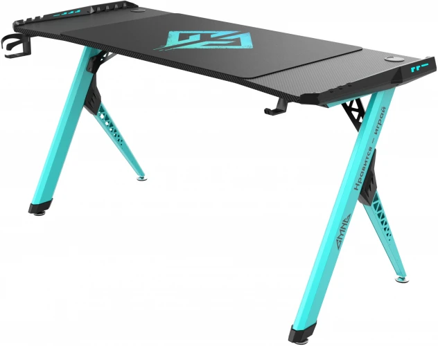 Стол игровой GMNG GG-TB101 столешница ЛДСП карбон каркас голубой 140х60см