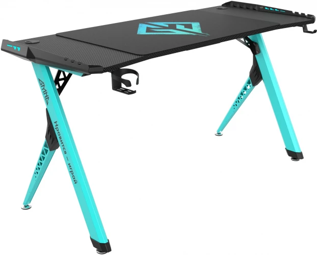 Стол игровой GMNG GG-TB101 столешница ЛДСП карбон каркас голубой 140х60см