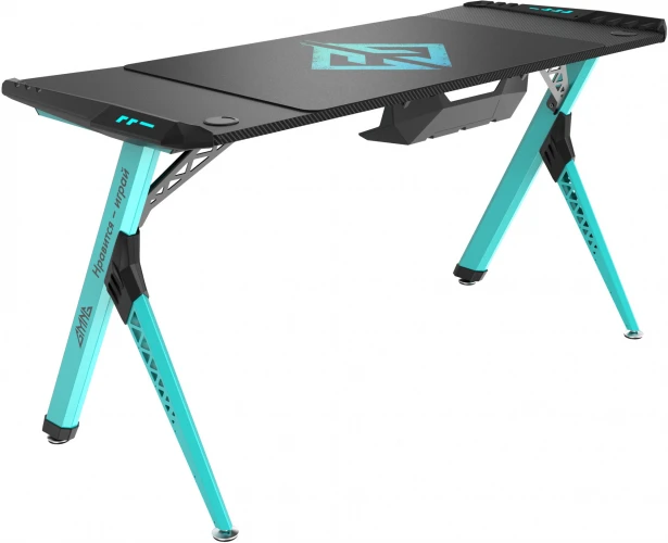 Стол игровой GMNG GG-TB101 столешница ЛДСП карбон каркас голубой 140х60см