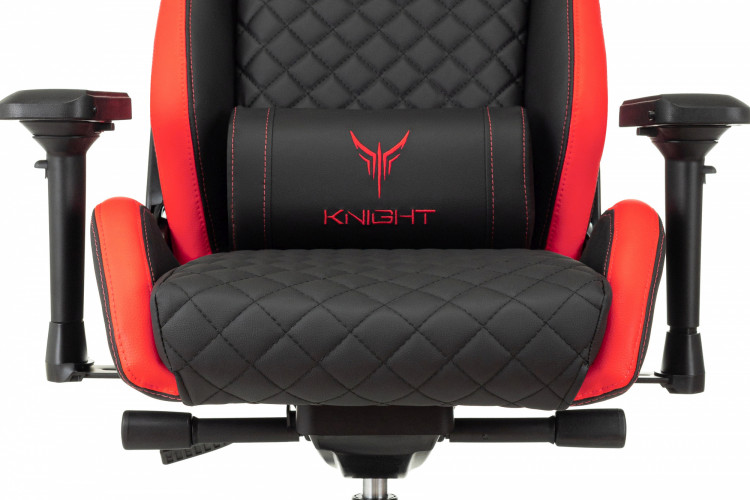 Кресло игровое Knight Titan черный/красный ромбик эко.кожа с подголов. крестов. металл