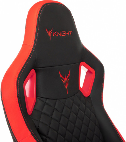 Кресло игровое Knight Titan черный/красный ромбик эко.кожа с подголов. крестов. металл