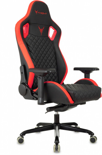Кресло игровое Knight Titan черный/красный ромбик эко.кожа с подголов. крестов. металл