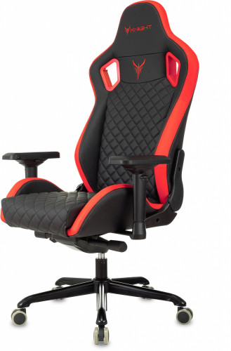 Кресло игровое Knight Titan черный/красный ромбик эко.кожа с подголов. крестов. металл