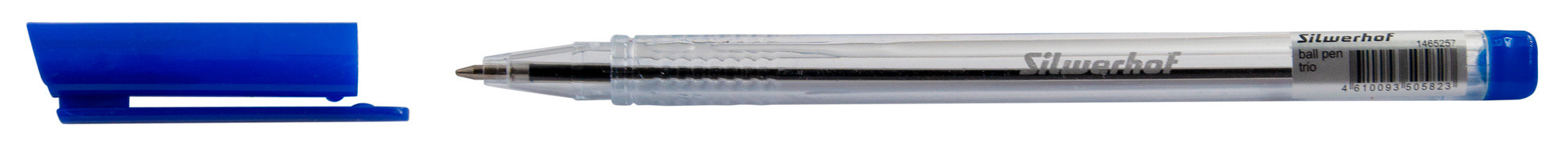Ручка шариков. Silwerhof Trio d=0.7мм син. черн. одноразовая ручка линия 0.5мм треугол. прозр.корпус