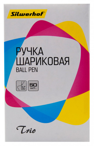 Ручка шариков. Silwerhof Trio d=0.7мм син. черн. одноразовая ручка линия 0.5мм треугол. прозр.корпус