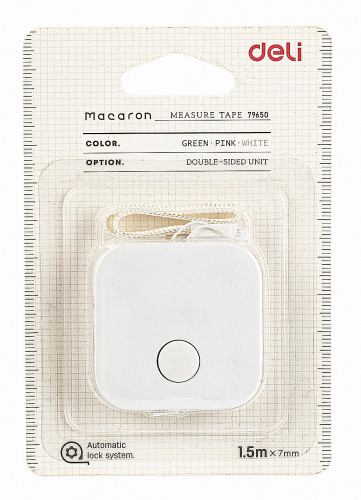 Рулетка канцелярская Deli E79650WHITE 1500мм белый пластик (упак.:1шт)