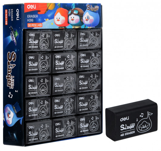 Ластик Deli Little Singer EH316 32x22x12.5мм черный