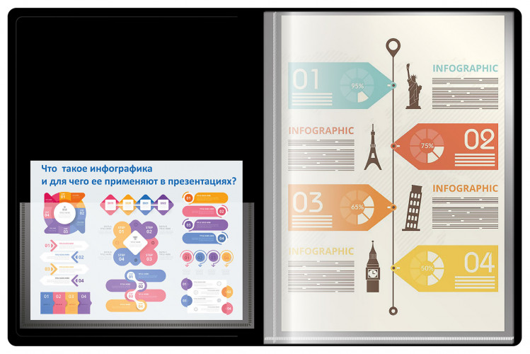 Папка с 20 прозр.вклад. Silwerhof Perlen 292921-75 A4 0.8мм карман зеленый металлик