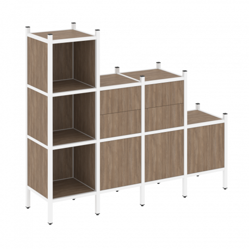 Loft Прямой стеллаж наборный VR.L-17 Дуб аризона/Белый металл 1278*446*1458